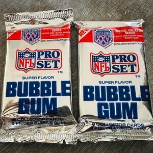1990 Pro Set NFL Super Bowl XXV 25th Ann. Edition -Bubble Gum (2) Packs